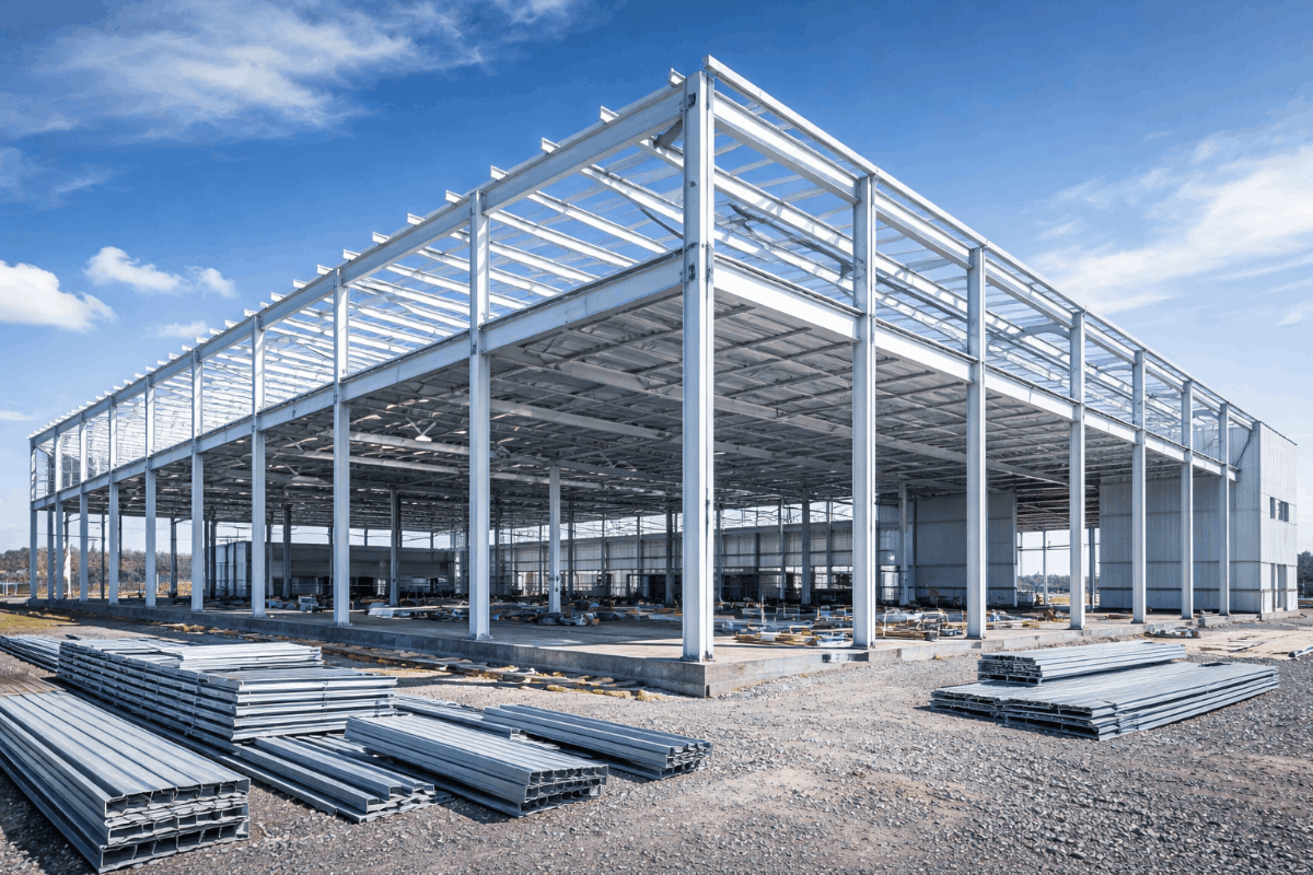 โครงสร้างเหล็กสำเร็จรูปสำหรับอาคารพาณิชย์และการก่อสร้างคลังสินค้าสมัยใหม่ 